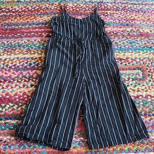 Wide leg striped culottes style jumpsuit size M